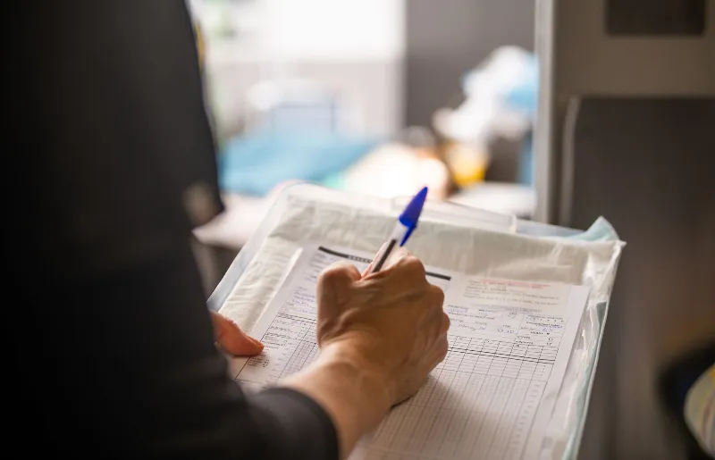 Man filling up a form